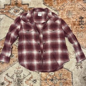 American Eagle Outfitters Purple and White Plaid Shirt